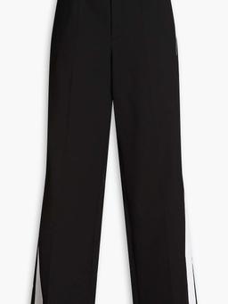 Grosgrain-trimmed twill wide-leg pants