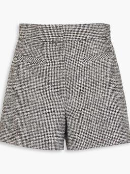 Houndstooth wool-blend tweed shorts