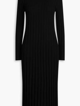 Ribbed cashmere turtleneck midi dress