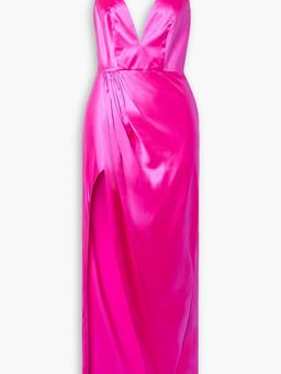 Draped silk-charmeuse maxi slip dress