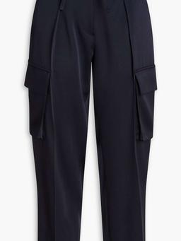 Cropped bead-embellished satin-crepe cargo pants