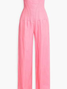 Strapless twill jumpsuit