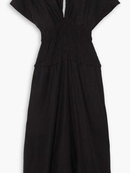 Shirred Tencel™ Lyocell-blend crepon midi dress