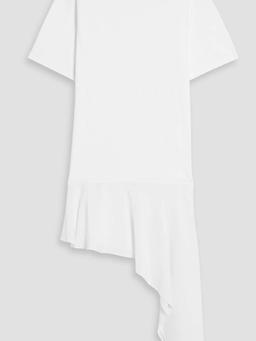 Asymmetric crepe-paneled cotton-jersey midi dress