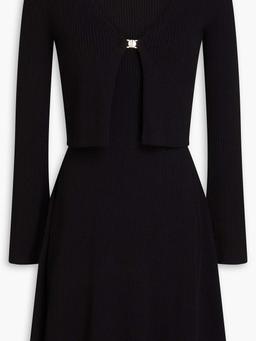 Ribbed-knit mini dress and cardigan set