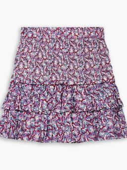 Naomi ruffled floral-print cotton-voile mini skirt
