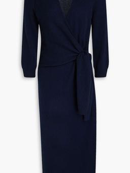 Wrap-effect cashmere midi dress
