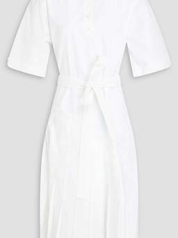 Pleated cotton-poplin midi shirt dress
