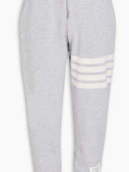 Striped waffle-knit cashmere and wool-blend track pants