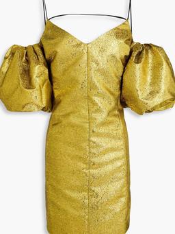Brera cold-shoulder metallic fil coupé jacquard mini dress