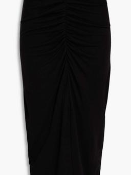 Callisto ruched Lyocell and wool-blend jersey midi skirt