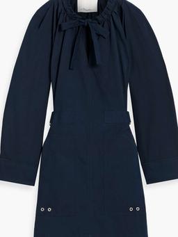 Belted cotton Oxford mini dress