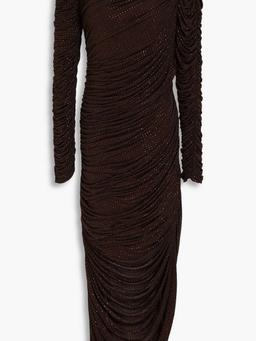 Sanders crystal-embellished ruched jersey maxi dress