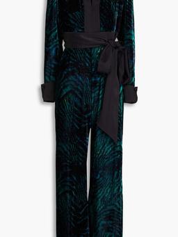 Vegas tiger-print velvet jumpsuit