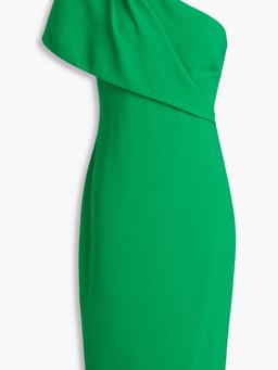 One-shoulder draped crepe dress