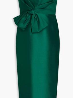 Strapless bow-detailed twill dress