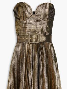 Josie pleated metallic twill mini dress