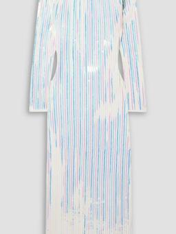 Open-back sequin-embellished stretch-knit midi dress