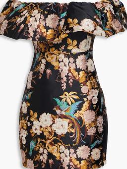 Vera off-the-shoulder jacquard mini dress