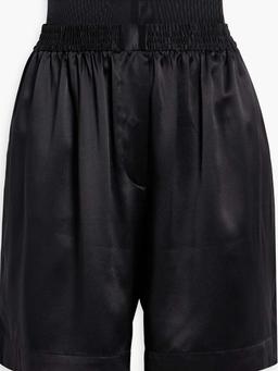 Mesh-paneled silk-satin shorts