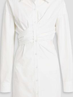 Wrap-effect cotton-poplin mini shirt dress