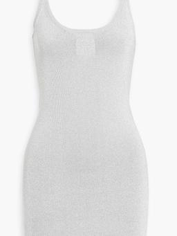 Embossed metallic stretch-knit mini dress