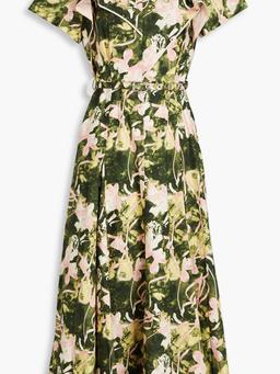 Floating Iris ruffled printed cotton-poplin midi dress