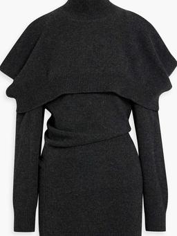 Cold-shoulder layered wool mini dress