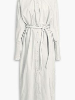Belted cotton-poplin midi shirt dress