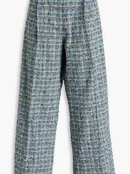 Jesabelle frayed houndstooth tweed wide-leg pants