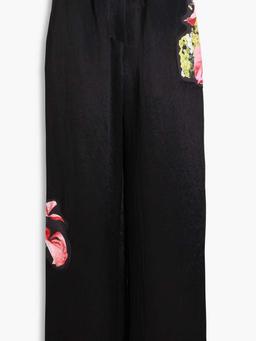 Floral-print satin wide-leg pants
