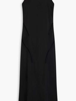 Lattice-trimmed crepe midi dress