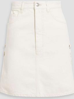 Lace-up denim mini skirt