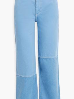 Frayed high-rise straight-leg jeans