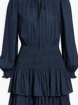 Tiered crepe de chine mini dress