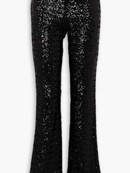 Sequined stretch-satin flared pants