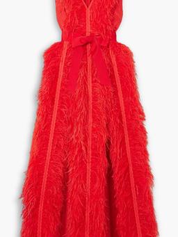 Violette feather and grosgrain-trimmed silk-organza gown