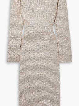 Metallic popcorn midi dress