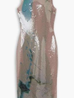 Aveo printed sequined chiffon midi dress