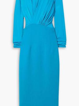 Gathered stretch-bamboo and wool-jersey midi dress