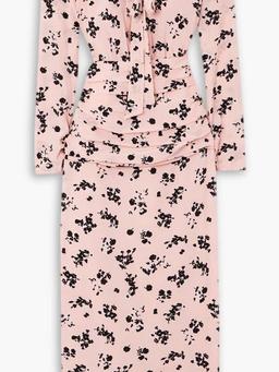 Off-the-shoulder floral-print silk crepe de chine midi dress