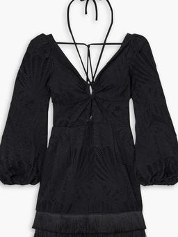 Fringed broderie anglaise mini dress