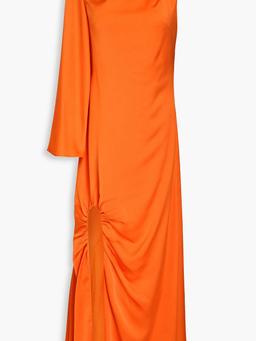 Keiana one-shoulder draped crepe-satin gown