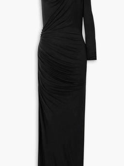 Myrtia asymmetric one-sleeve ruched stretch-jersey maxi dress