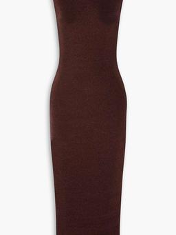 Flora metallic jersey turtleneck midi dress