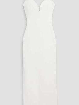 Faux pearl-embellished ribbed-knit maxi dress