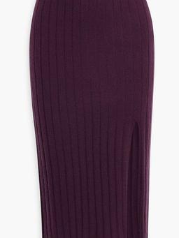 Ribbed wool and cashmere-blend midi skirt