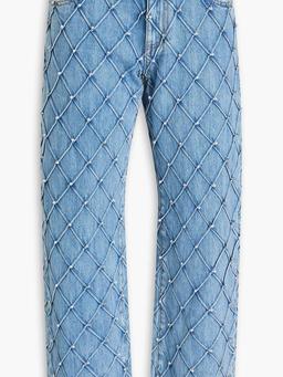 Embellished high-rise straight-leg jeans