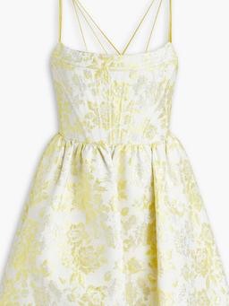 Nat metallic floral-jacquard mini dress