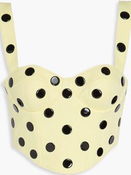 Studded denim bustier top